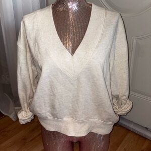 PINK VICTORIA’S SECRET Campus Fleece V-Neck High-Low Cropped Sweatshirt
